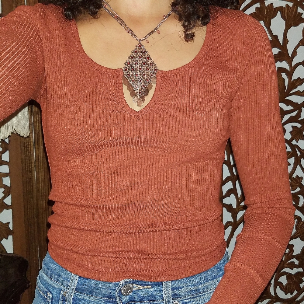 darker orange fitted long sleeve